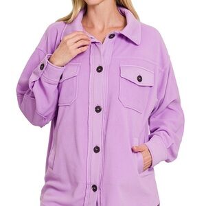Z3–(🚨7 COLORS)OVERSIZED BUTTON UP SHACKET ZENANA
